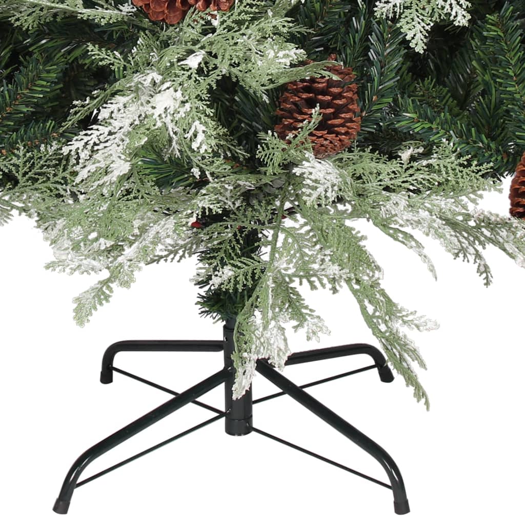 Kerstboom Met Led En Dennenappels 225 Cm Pvc En Pe Groen En Wit