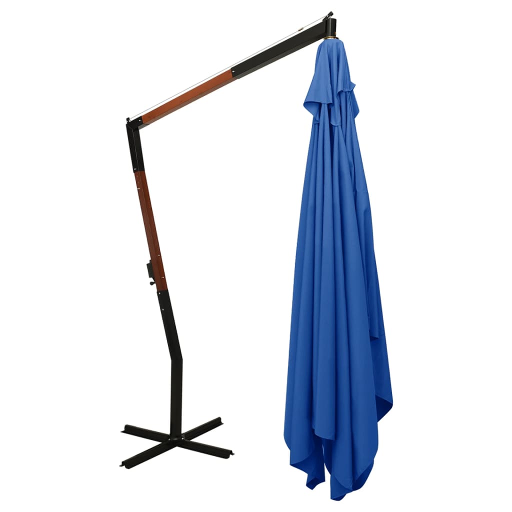 Zweefparasol Met Houten Paal 400X300 Cm Azuurblauw