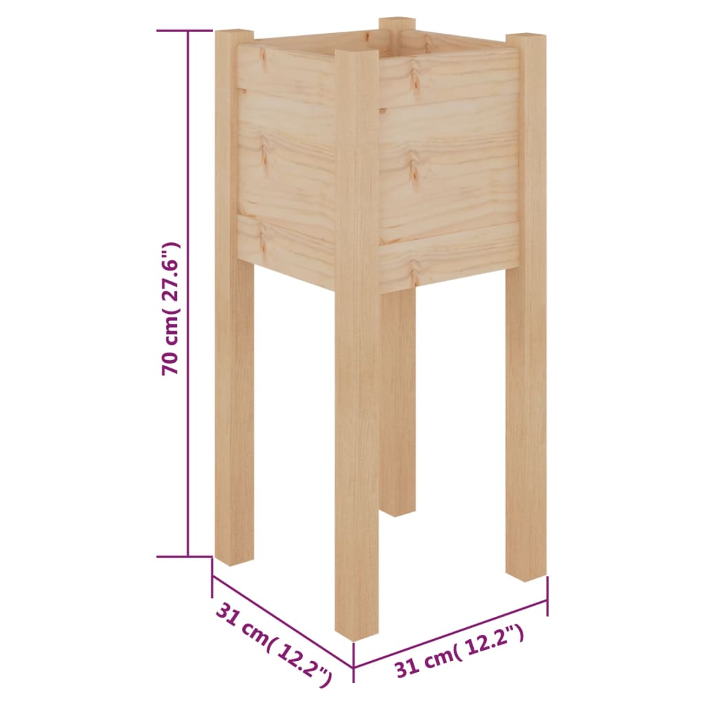 Plantenbak 31X31X70 Cm Massief Grenenhout