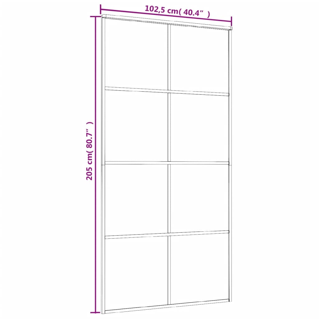 Schuifdeur 102,5X205 Cm Mat Esg-Glas En Aluminium Zwart