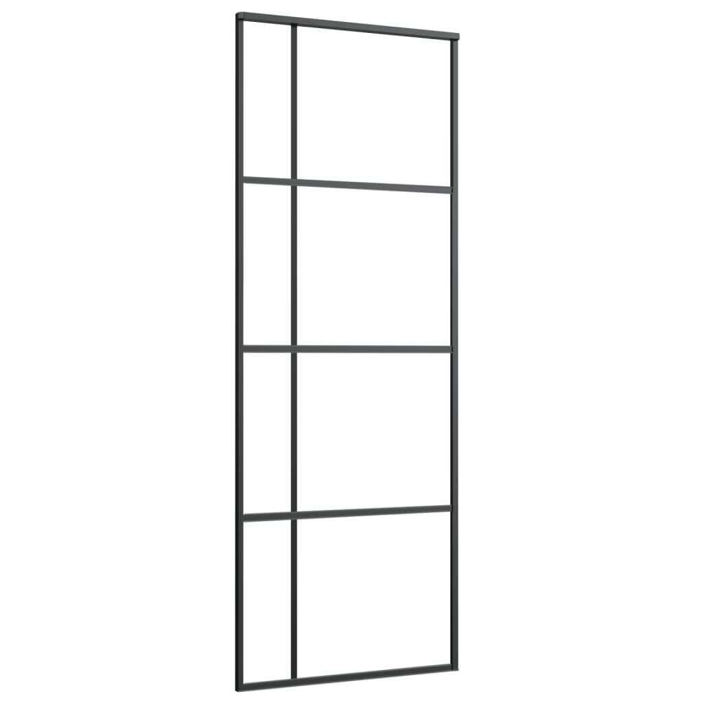 Schuifdeur 76X205 Cm Mat Esg-Glas En Aluminium Zwart