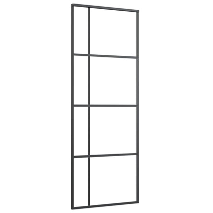 Schuifdeur 76X205 Cm Mat Esg-Glas En Aluminium Zwart