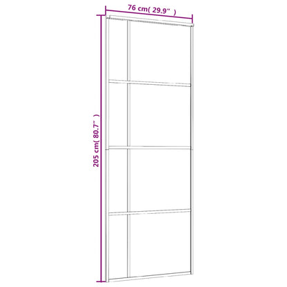 Schuifdeur 76X205 Cm Mat Esg-Glas En Aluminium Zwart