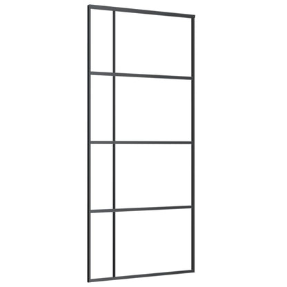 Schuifdeur 90X205 Cm Mat Esg-Glas En Aluminium Zwart