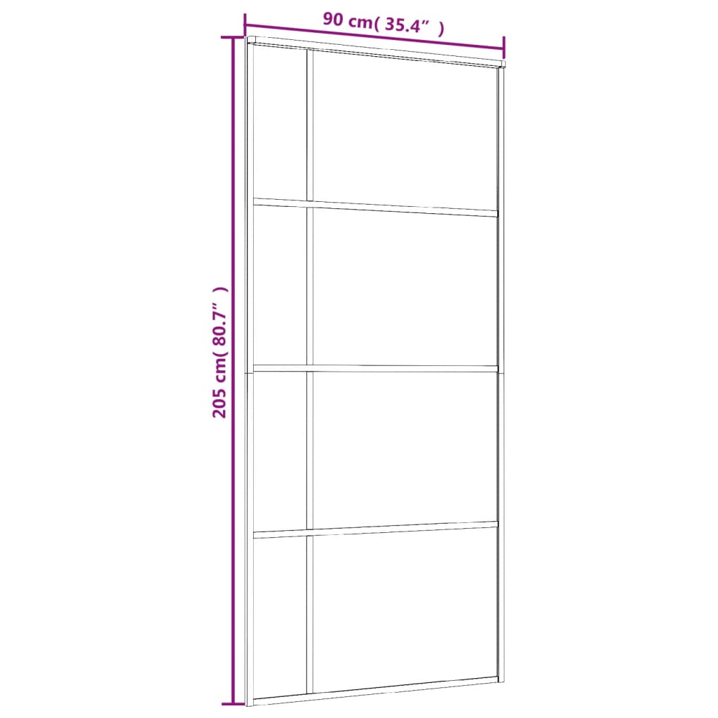 Schuifdeur 90X205 Cm Mat Esg-Glas En Aluminium Zwart