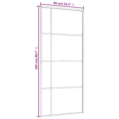 Schuifdeur 90X205 Cm Mat Esg-Glas En Aluminium Zwart