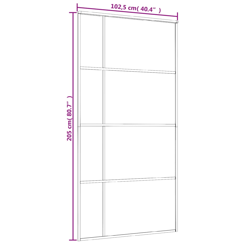 Schuifdeur 102,5X205 Cm Mat Esg-Glas En Aluminium Zwart