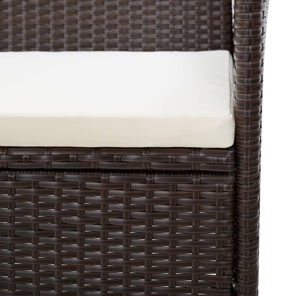 Tuinbank Met Kussen Poly Rattan Bruin