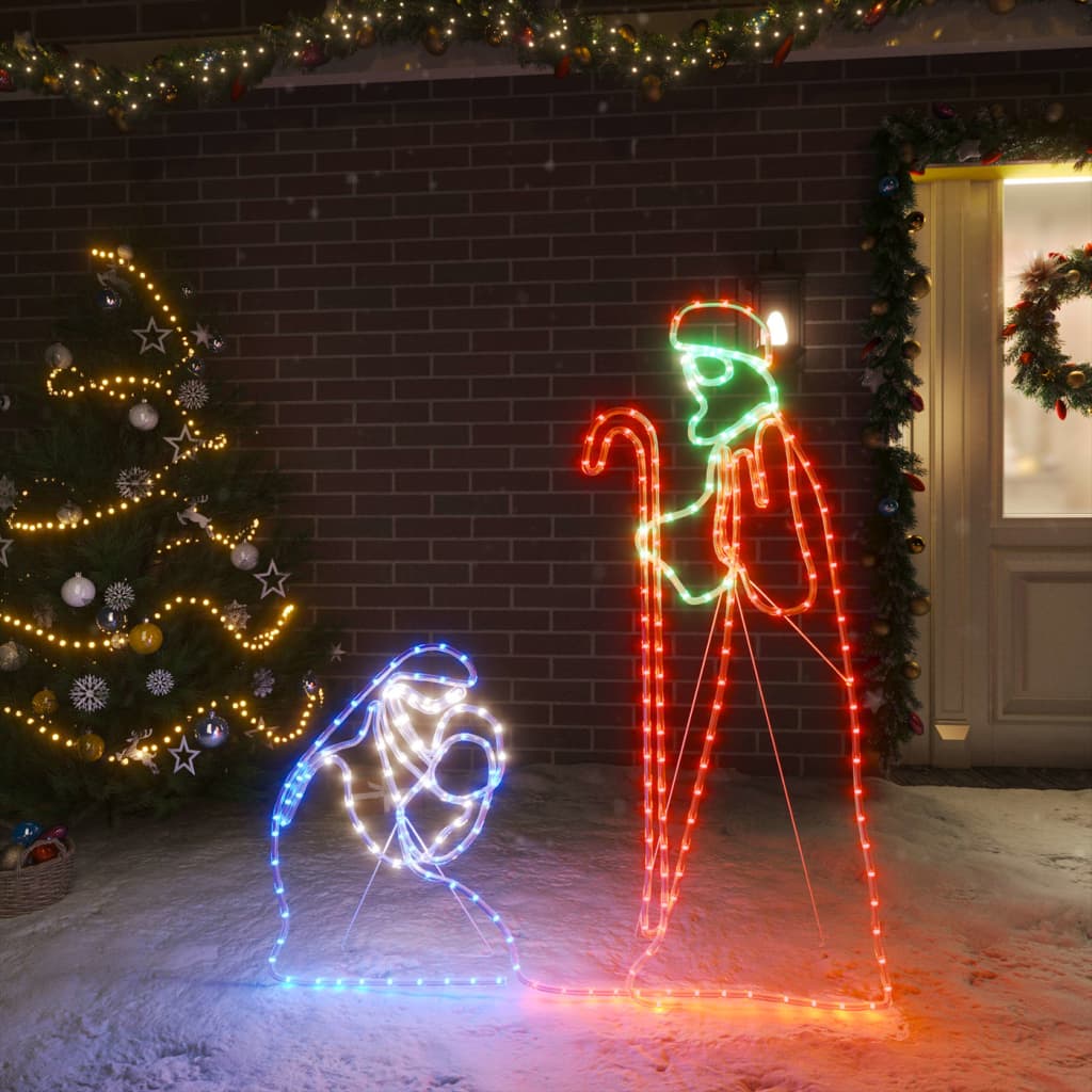 Kerstfiguren Jozef En Maria Met 264 Led's 40X55 En 38X100 Cm