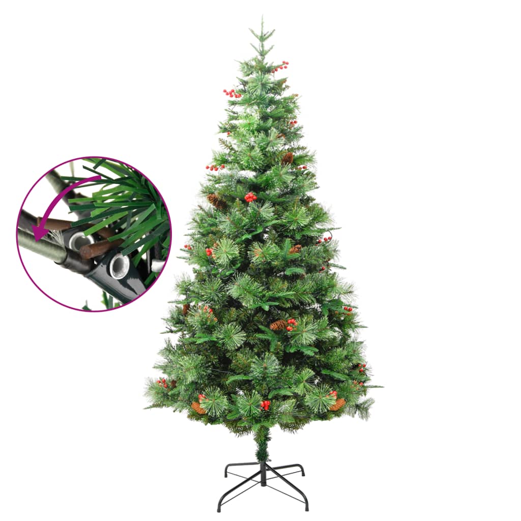 Kerstboom Met Led En Dennenappels 225 Cm Pvc En Pe Groen