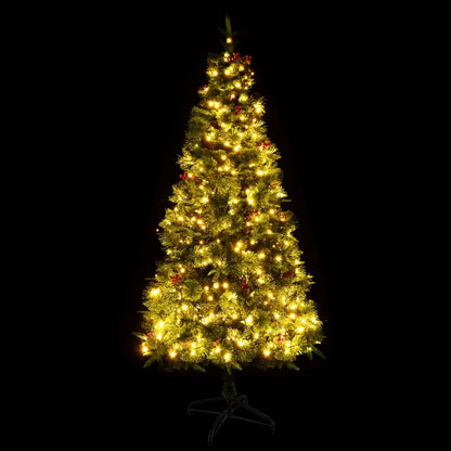 Kerstboom Met Led En Dennenappels 225 Cm Pvc En Pe Groen