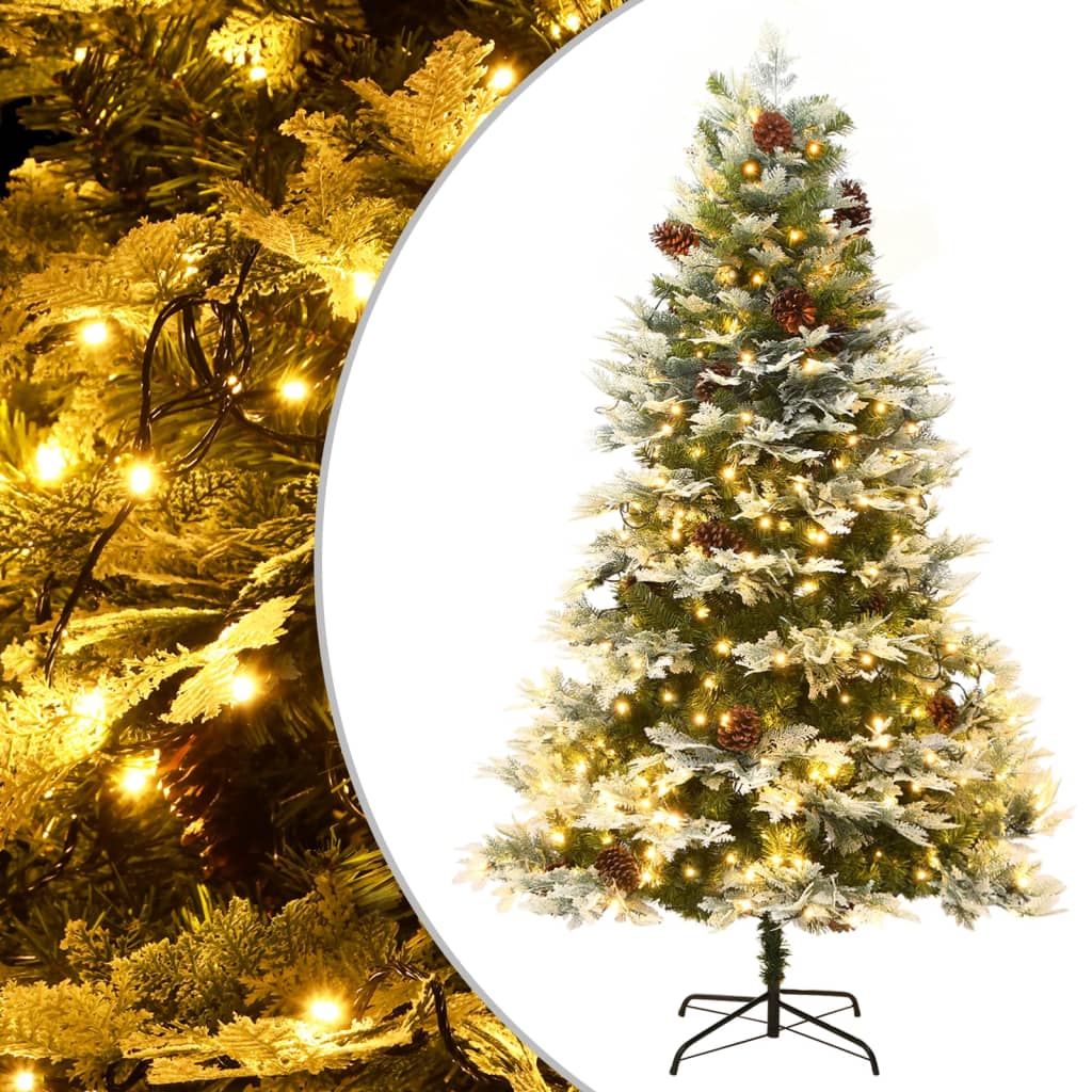 Kerstboom Met Led En Dennenappels 225 Cm Pvc En Pe Groen