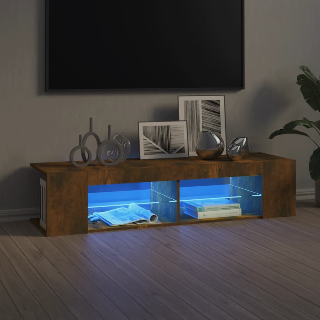 Tv-Meubel Met Led 135X39X30 Cm Bewerkt Hout