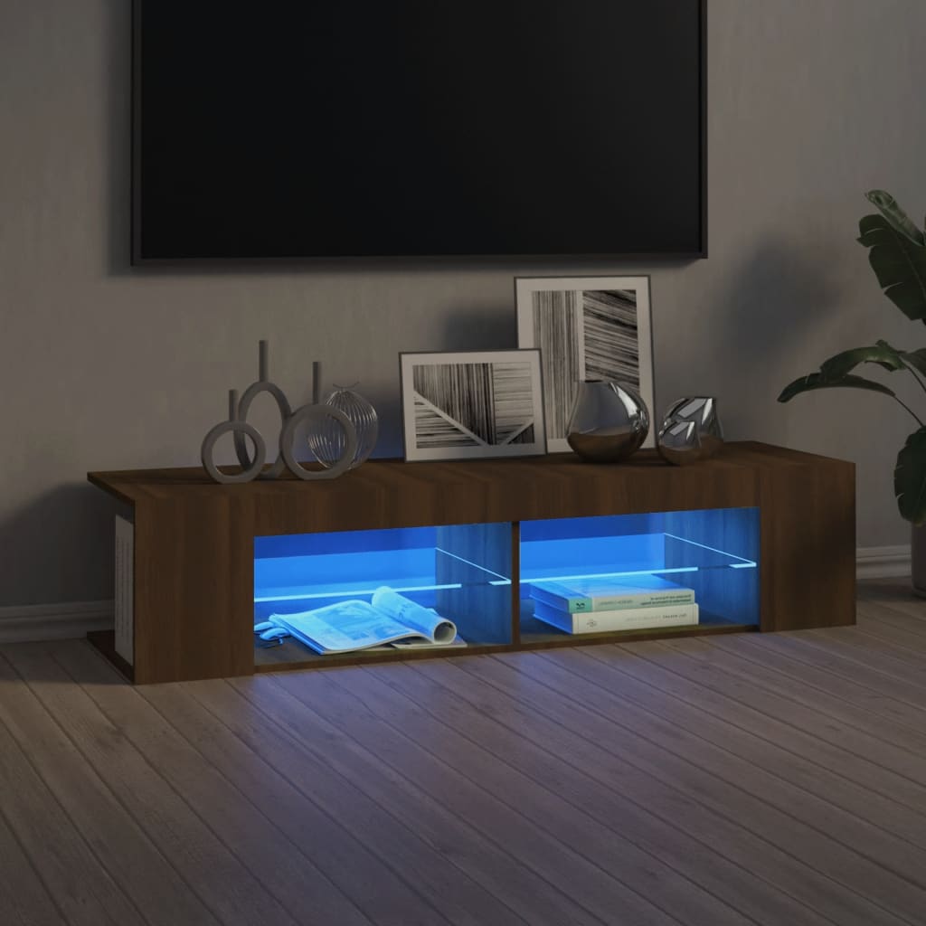 Tv-Meubel Met Led 135X39X30 Cm Bewerkt Hout