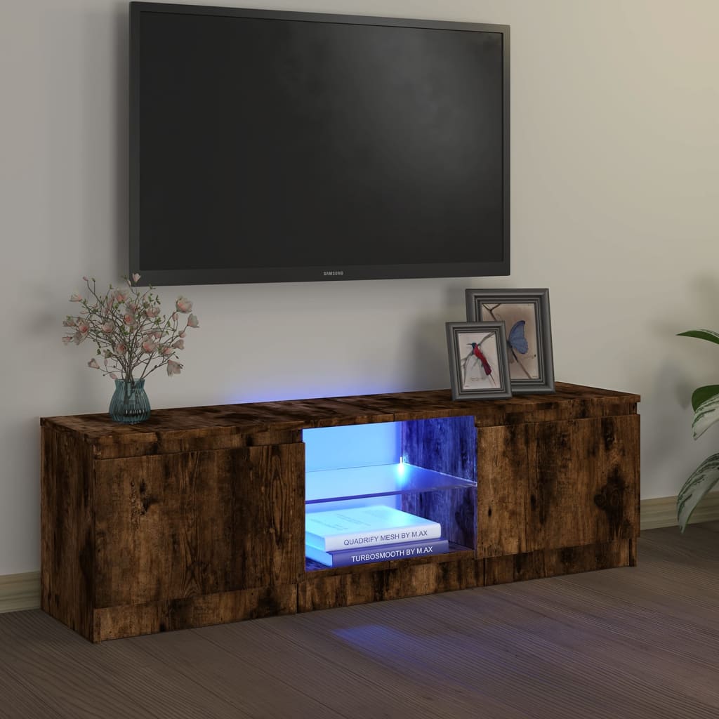 Tv-Meubel Met Led Bewerkt Hout Artisanaal Eiken