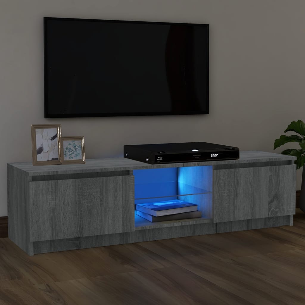 Tv-Meubel Met Led Bewerkt Hout Artisanaal Eiken