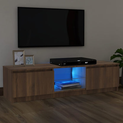 Tv-Meubel Met Led Bewerkt Hout Artisanaal Eiken