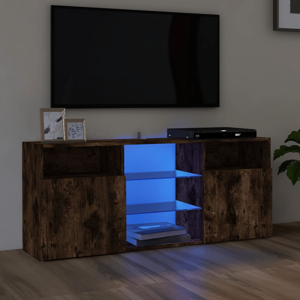 Tv-Meubel Met Led 120X30X50 Cm Bewerkt Hout