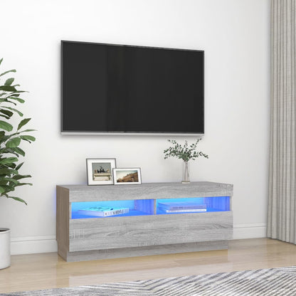 Tv-Meubel Met Led 100X35X40 Cm Bewerkt Hout Artisanaal Eiken