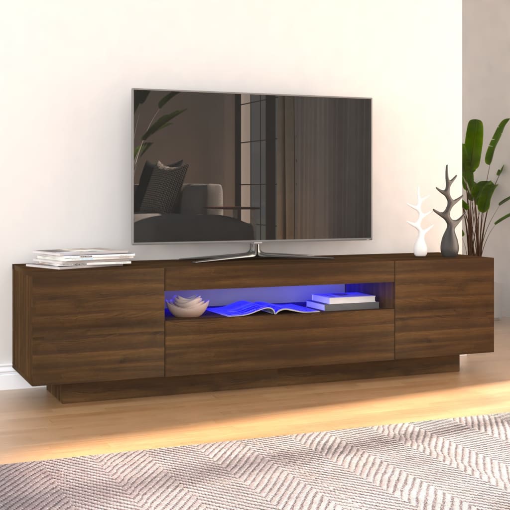 Tv-Meubel Met Led 160X35X40 Cm Bewerkt Hout