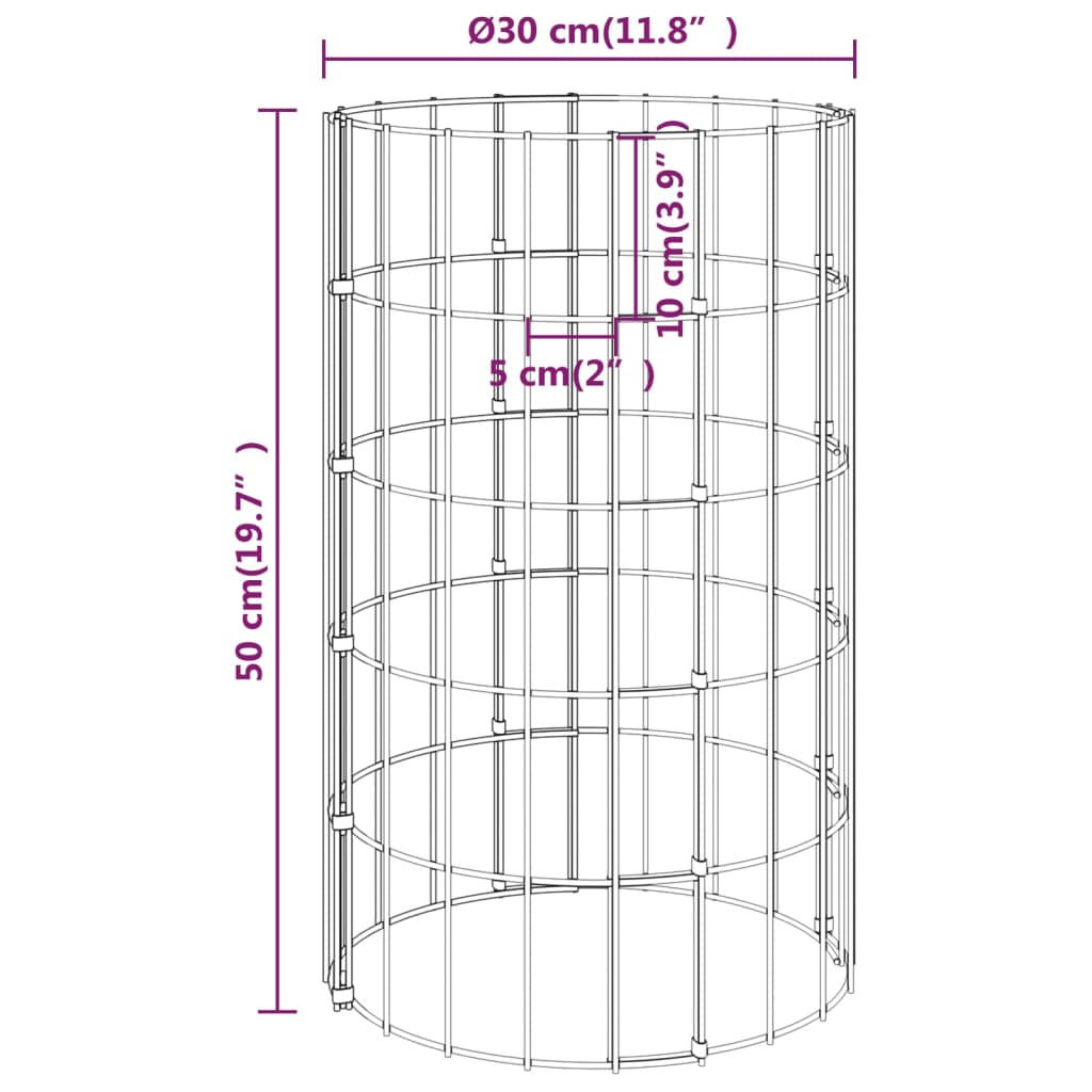 Gabion Plantenbakken 4 St Rond Verhoogd Ø30X50/100/150/200 Cm