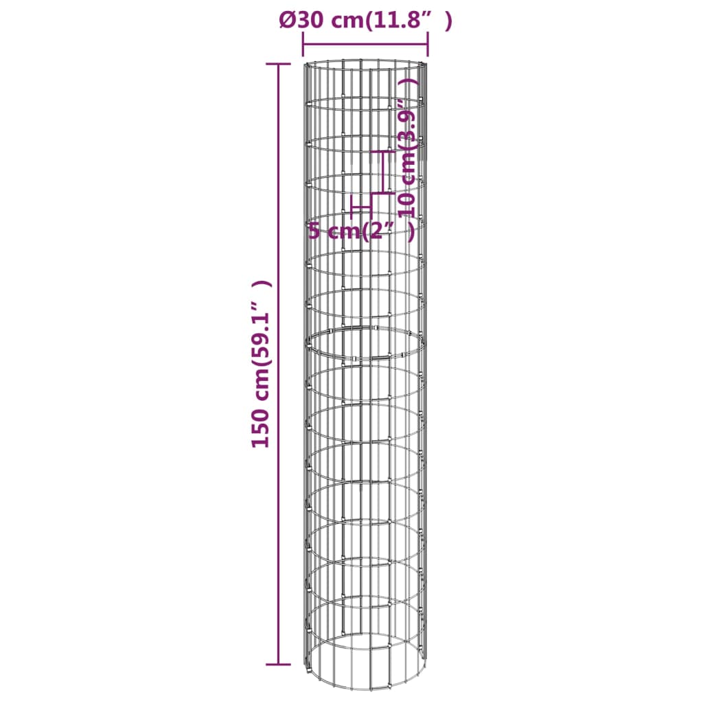 Gabion Plantenbakken 4 St Rond Verhoogd Ø30X50/100/150/200 Cm