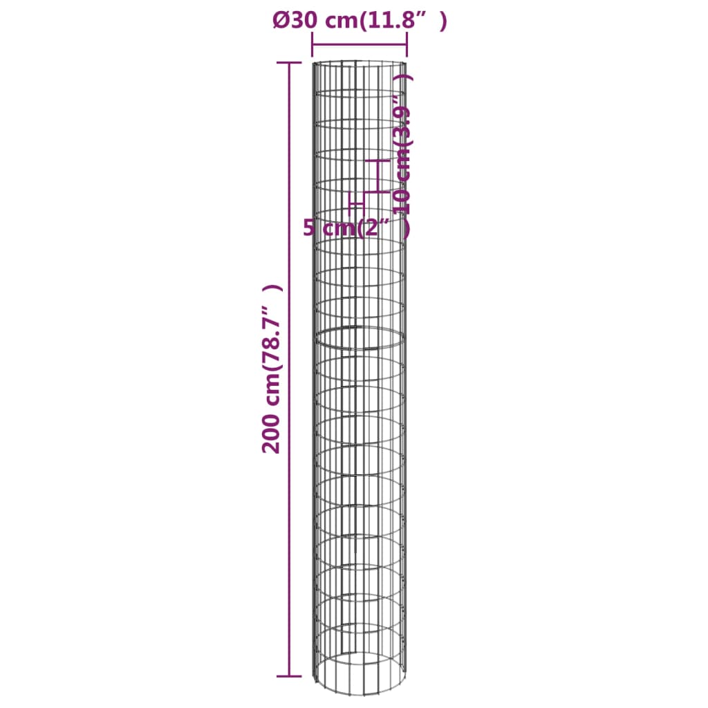 Gabion Plantenbakken 4 St Rond Verhoogd Ø30X50/100/150/200 Cm