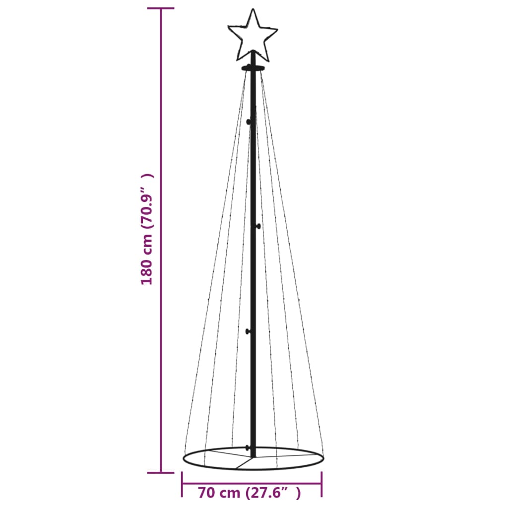 Kegelkerstboom 108 Led's 70X180 Cm