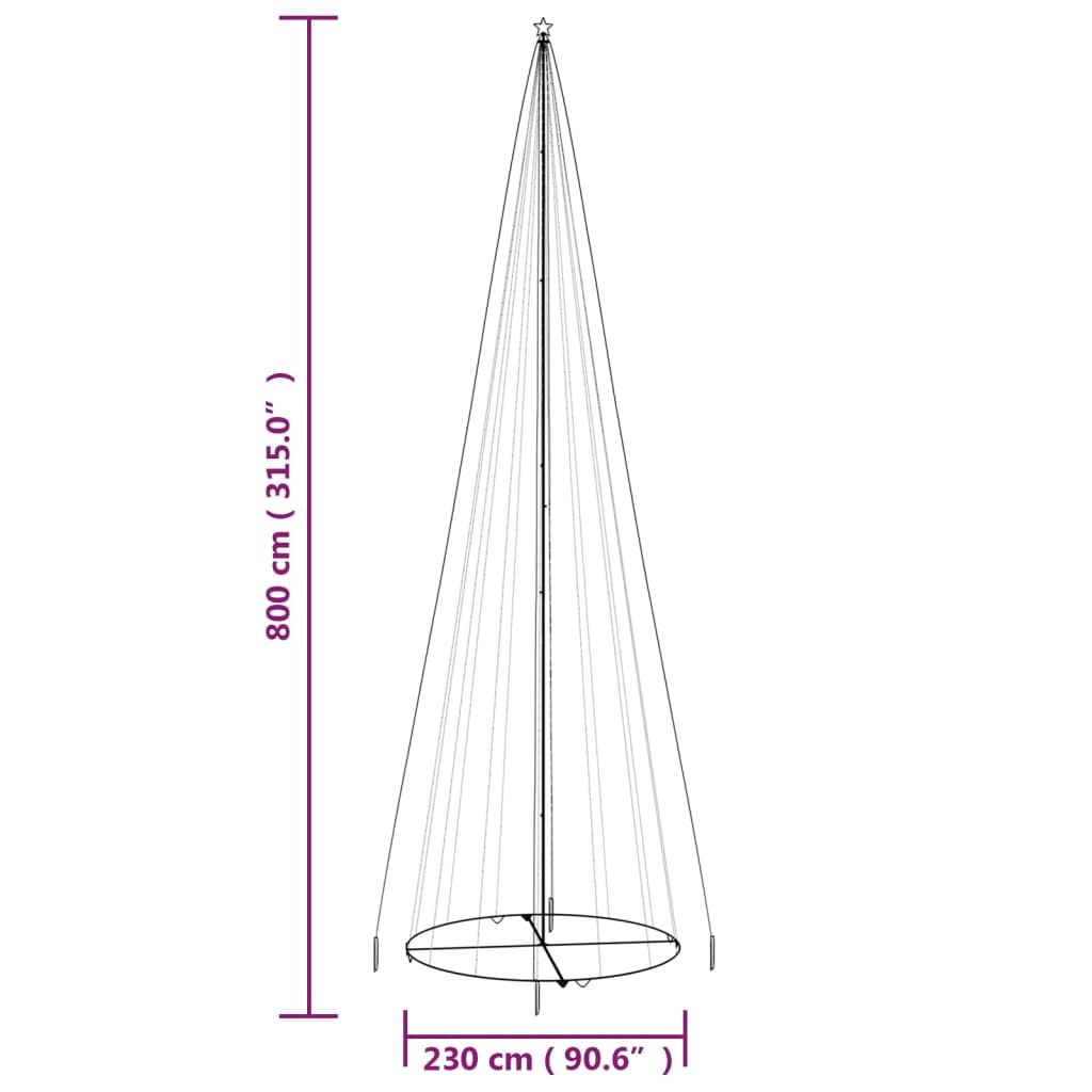 Kegelkerstboom 1134 Led's 230X800 Cm