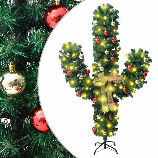 Kerstcactus Met Standaard En Led's Pvc Groen