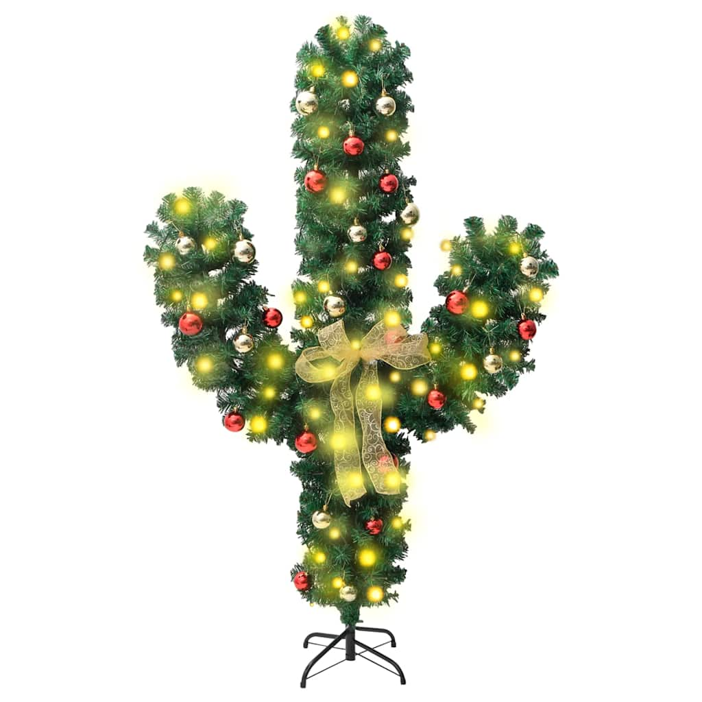 Kerstcactus Met Standaard En Led's Pvc Groen