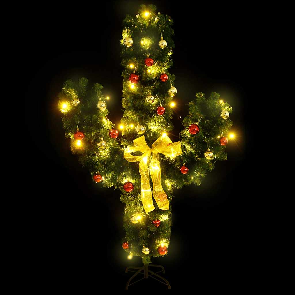 Kerstcactus Met Standaard En Led's Pvc Groen