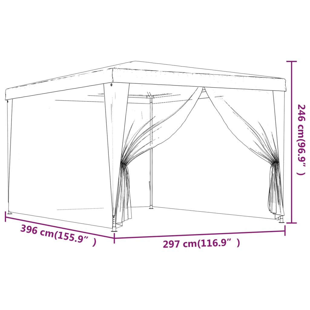 Partytent Met 4 Mesh Zijwanden Hdpe