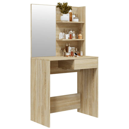 Kaptafel Met Spiegel 74,5X40X141 Cm Sonoma Eikenkleurig