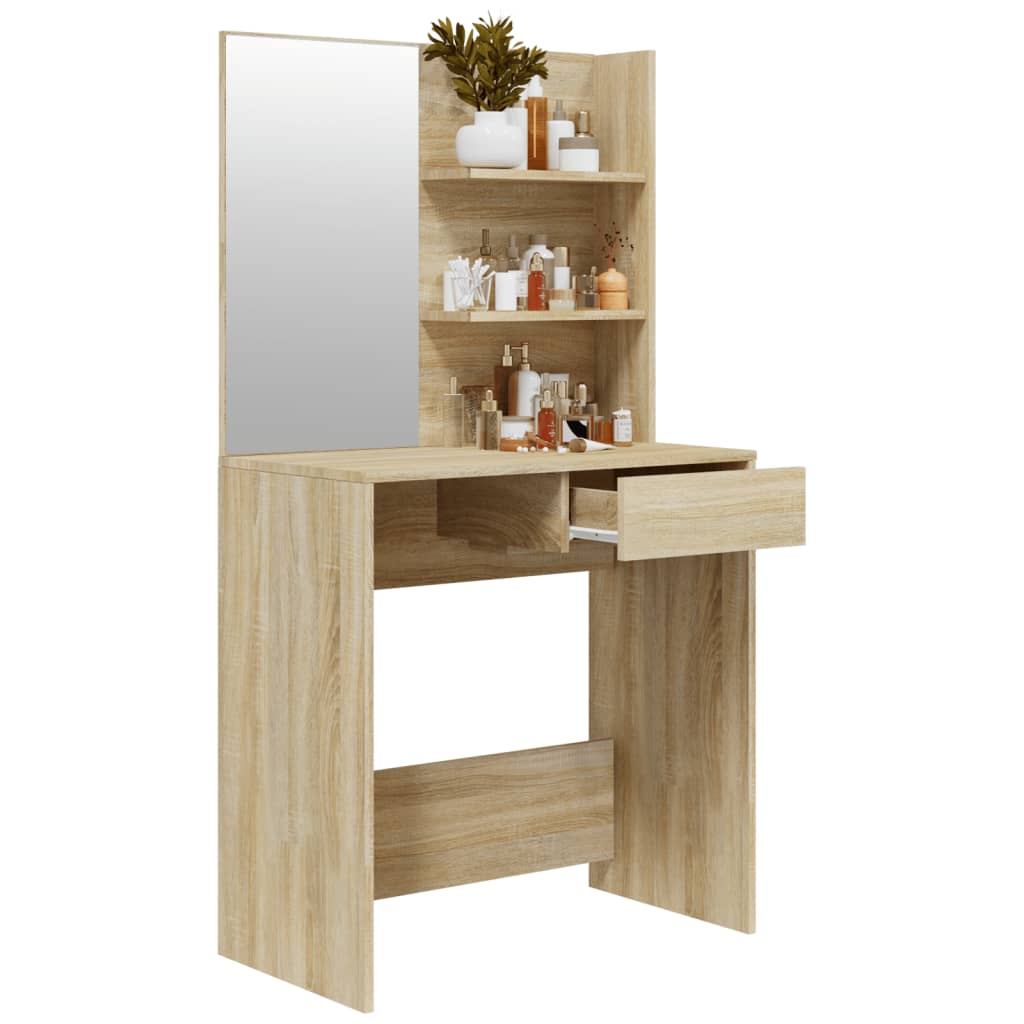 Kaptafel Met Spiegel 74,5X40X141 Cm Sonoma Eikenkleurig