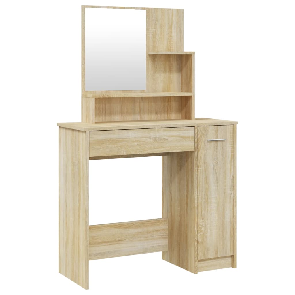 Kaptafel Met Spiegel 86,5X35X136 Cm Sonoma Eikenkleurig