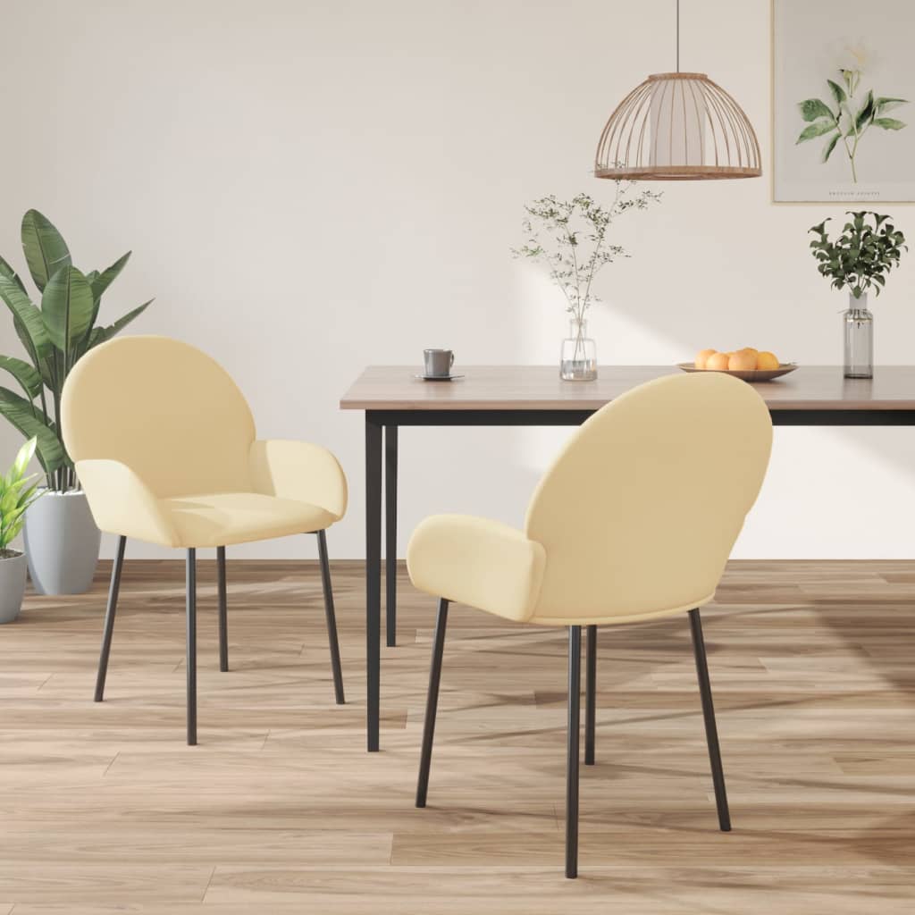 Eetkamerstoelen 2 St Fluweel Crèmekleurig