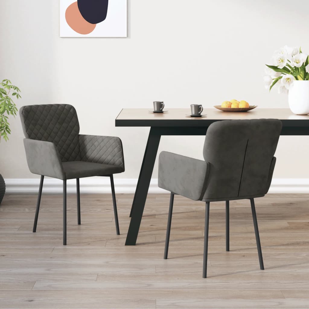 Eetkamerstoelen 2 St Fluweel Donkergrijs