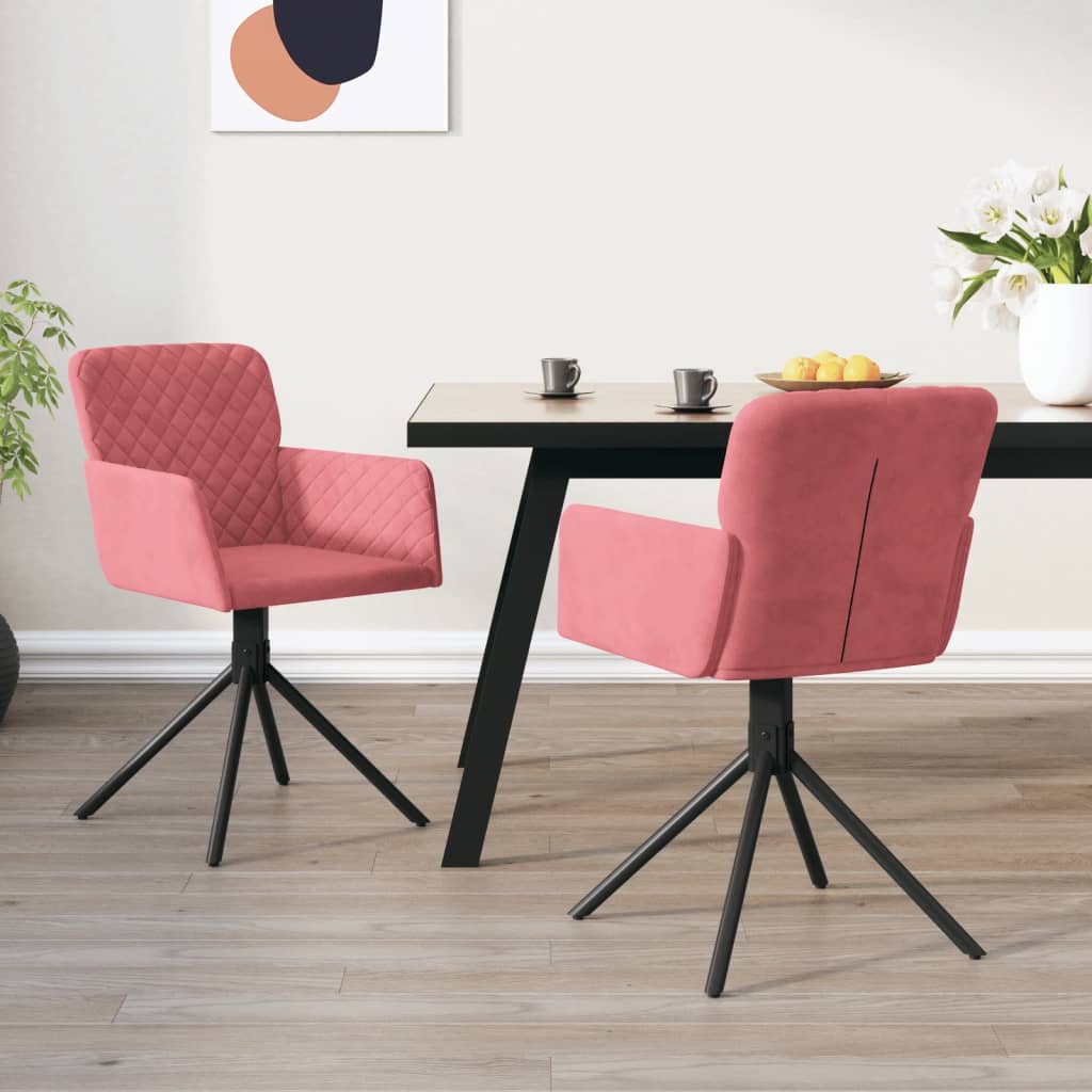 Eetkamerstoelen Draaibaar 2 St Fluweel Roze