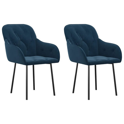 Eetkamerstoelen 2 St Fluweel Blauw