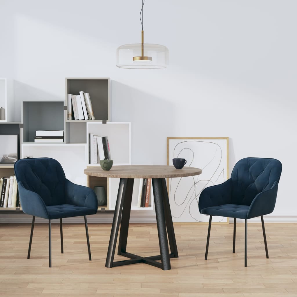 Eetkamerstoelen 2 St Fluweel Blauw