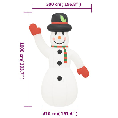 Sneeuwpop Met Led's Opblaasbaar 1000 Cm