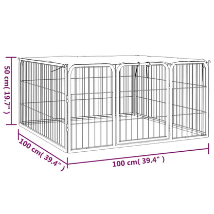 Hondenkennel 4 Panelen 100X50 Cm Gepoedercoat Staal Zwart
