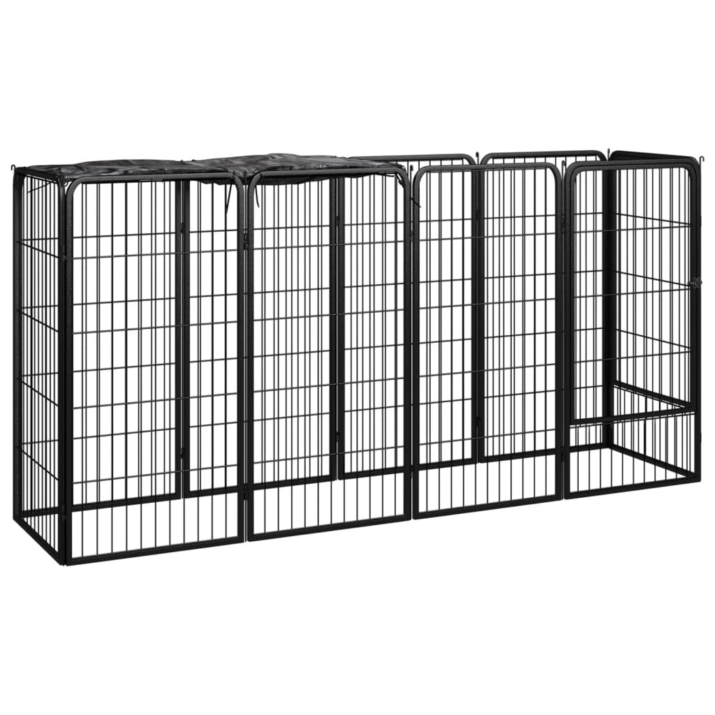Hondenkennel 46 Panelen 50X100 Cm Gepoedercoat Staal Zwart