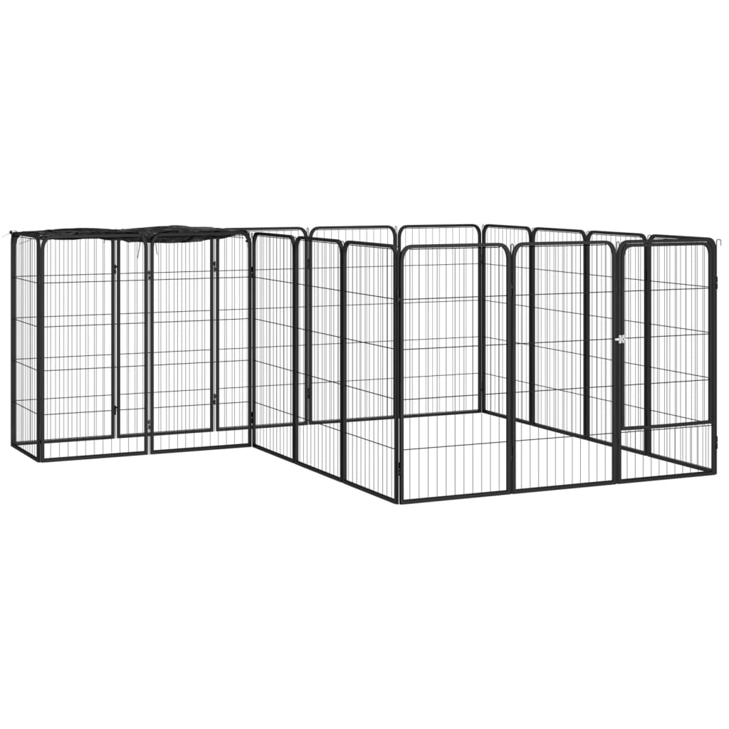 Hondenkennel 46 Panelen 50X100 Cm Gepoedercoat Staal Zwart
