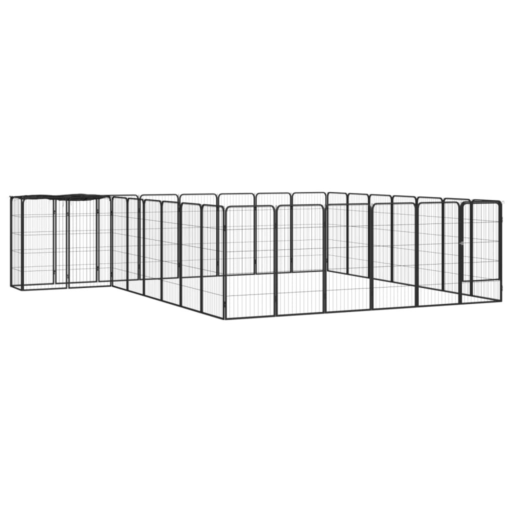 Hondenkennel 46 Panelen 50X100 Cm Gepoedercoat Staal Zwart