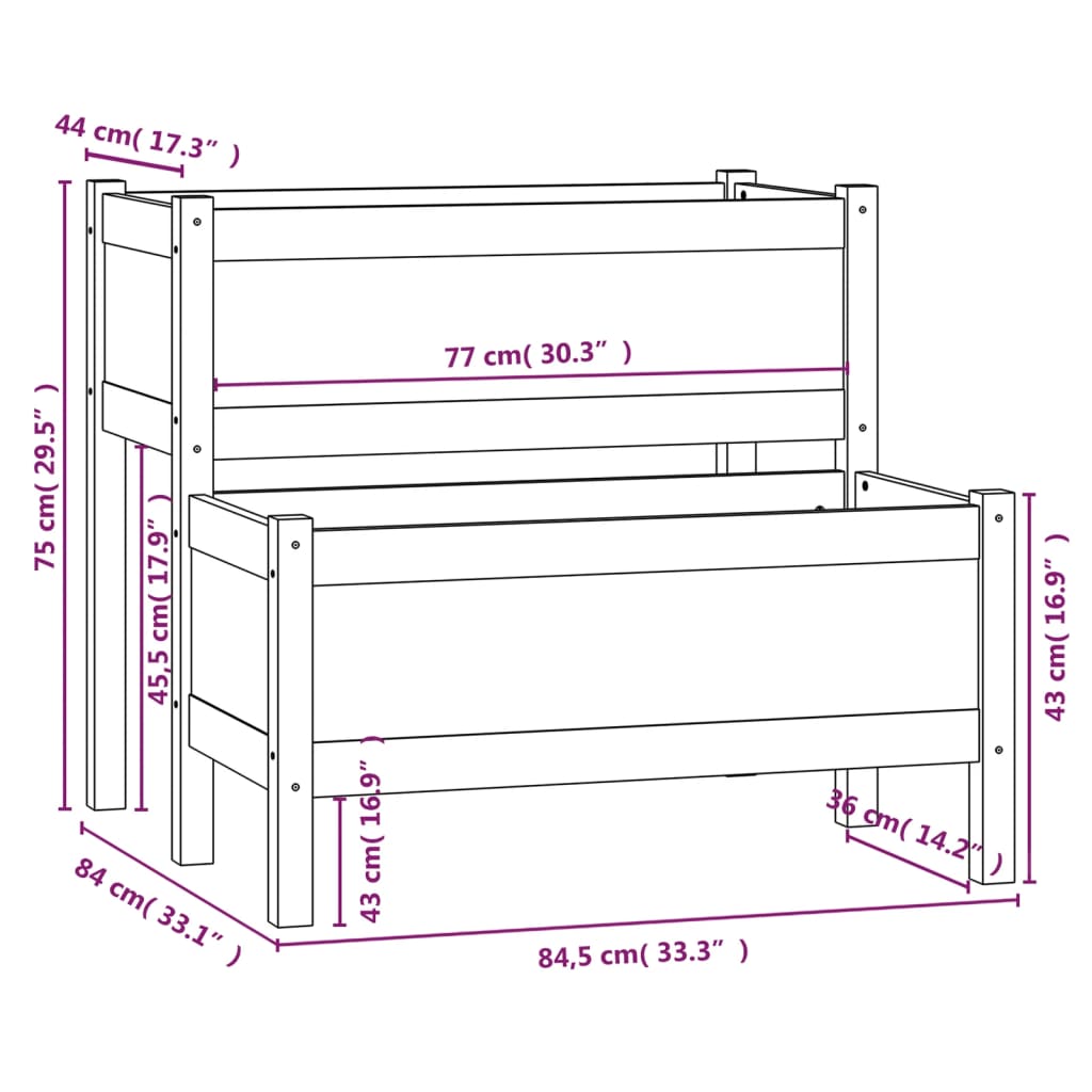 Plantenbak 84,5X84X75 Cm Massief Grenenhout