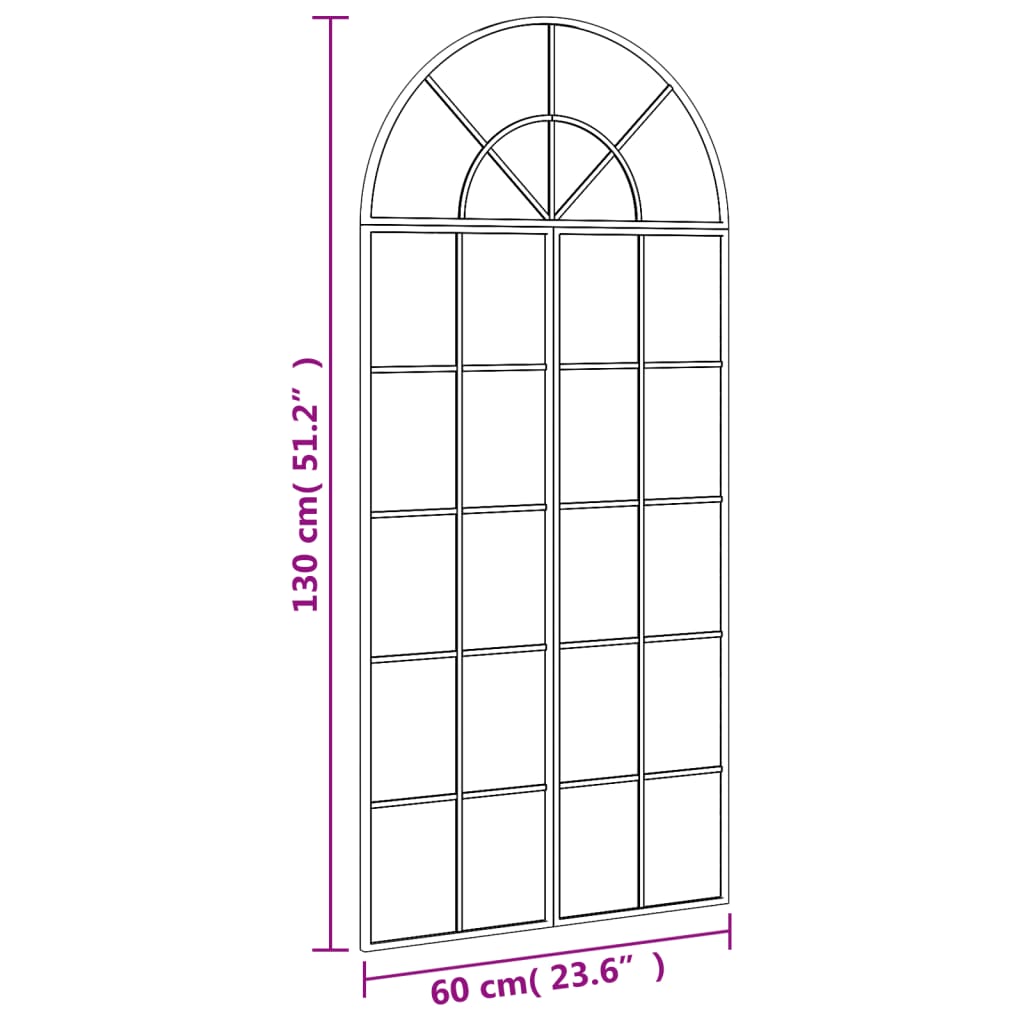 Wandspiegel Boog 60X130 Cm Ijzer Zwart