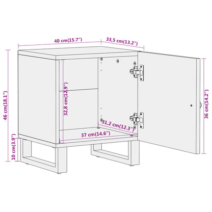 Nachtkastje Massief Mangohout Bruin En Zwart