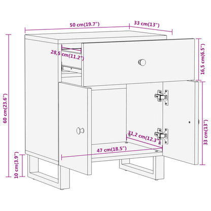 Nachtkastje 50X33X60 Cm Massief Mangohout Bruin En Zwart